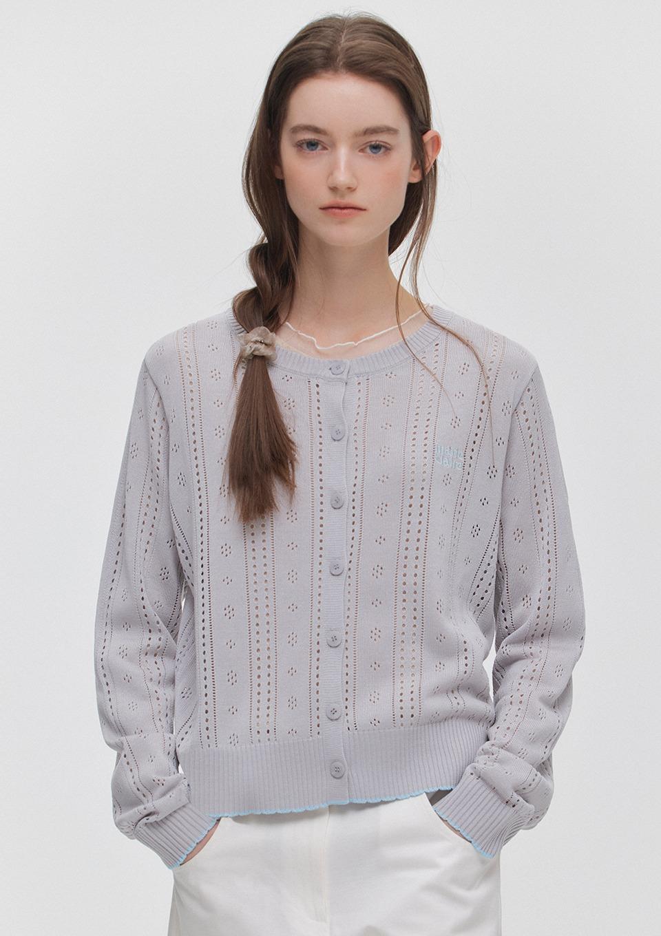 프릴 배색 로고 가디건(MAGAKC05MGY)