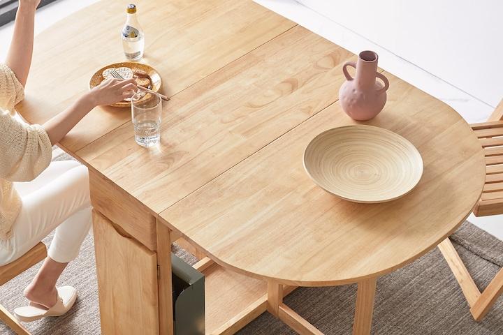 [단독] 오브유 라운드 접이식 확장형 4인용 식탁 1400