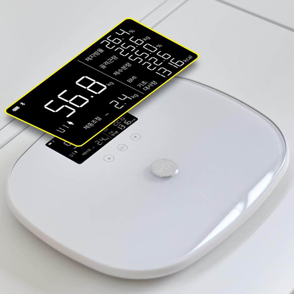 요아이 한글LCD 체성분확인 바디체중계 4점식 정확한 몸무게 측정기 YSS-221FWH
