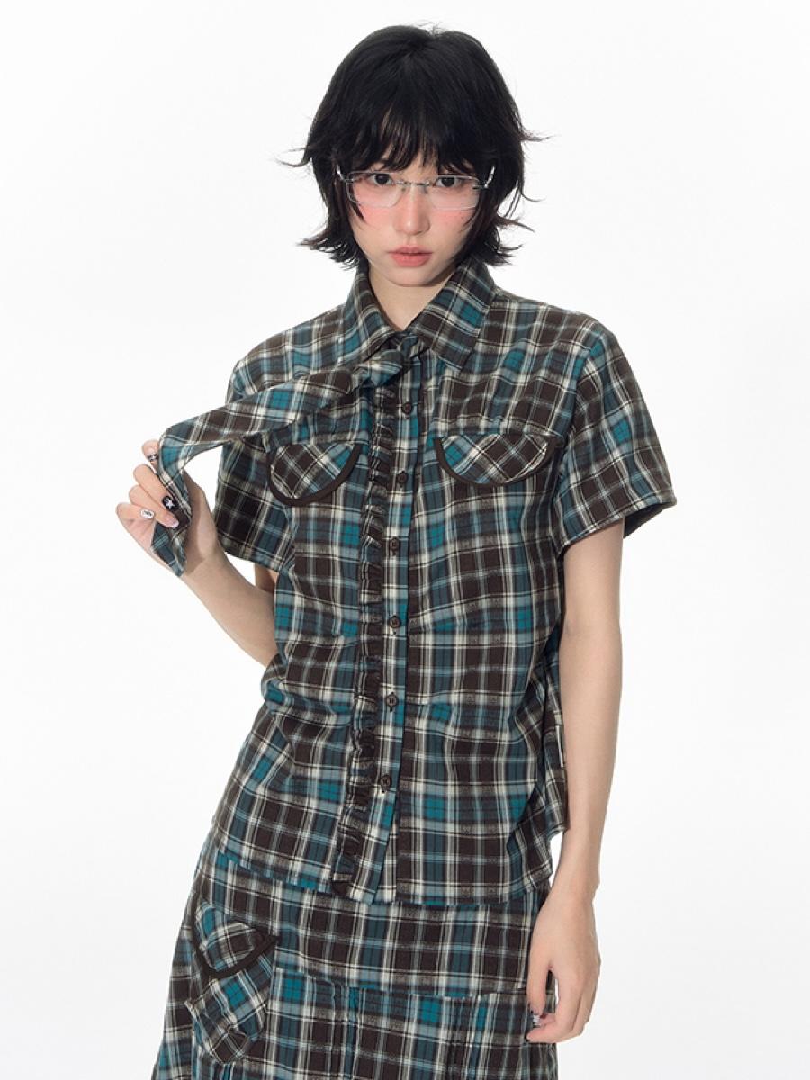 TAKEANAP Country Picnic Tie Blouse (2color)