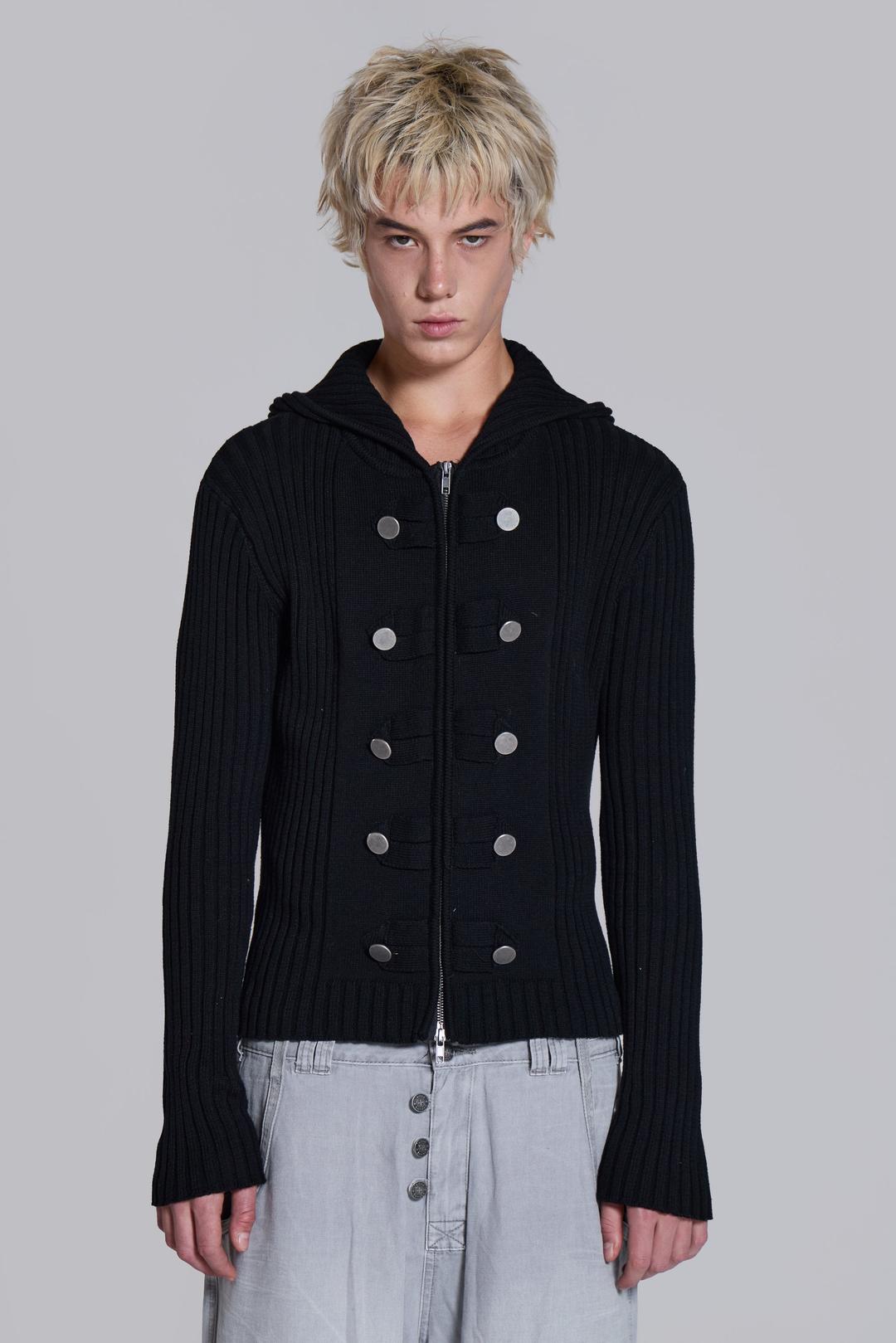 Hooded Drummer Knit Jumper - XXS / Black