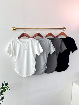 이런 상품 어때요? [무배] 1+1 옆셔링 라운드넥 데일리 스판 반팔티셔츠 4color