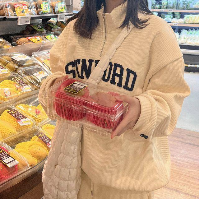 (3color/세트가능!) 남녀공용 스탠포드 부클 자수 레터링 와플 기모 하이넥 반집업 오버핏 겨울 아노락 스트링 맨투맨 티셔츠 트레이닝복