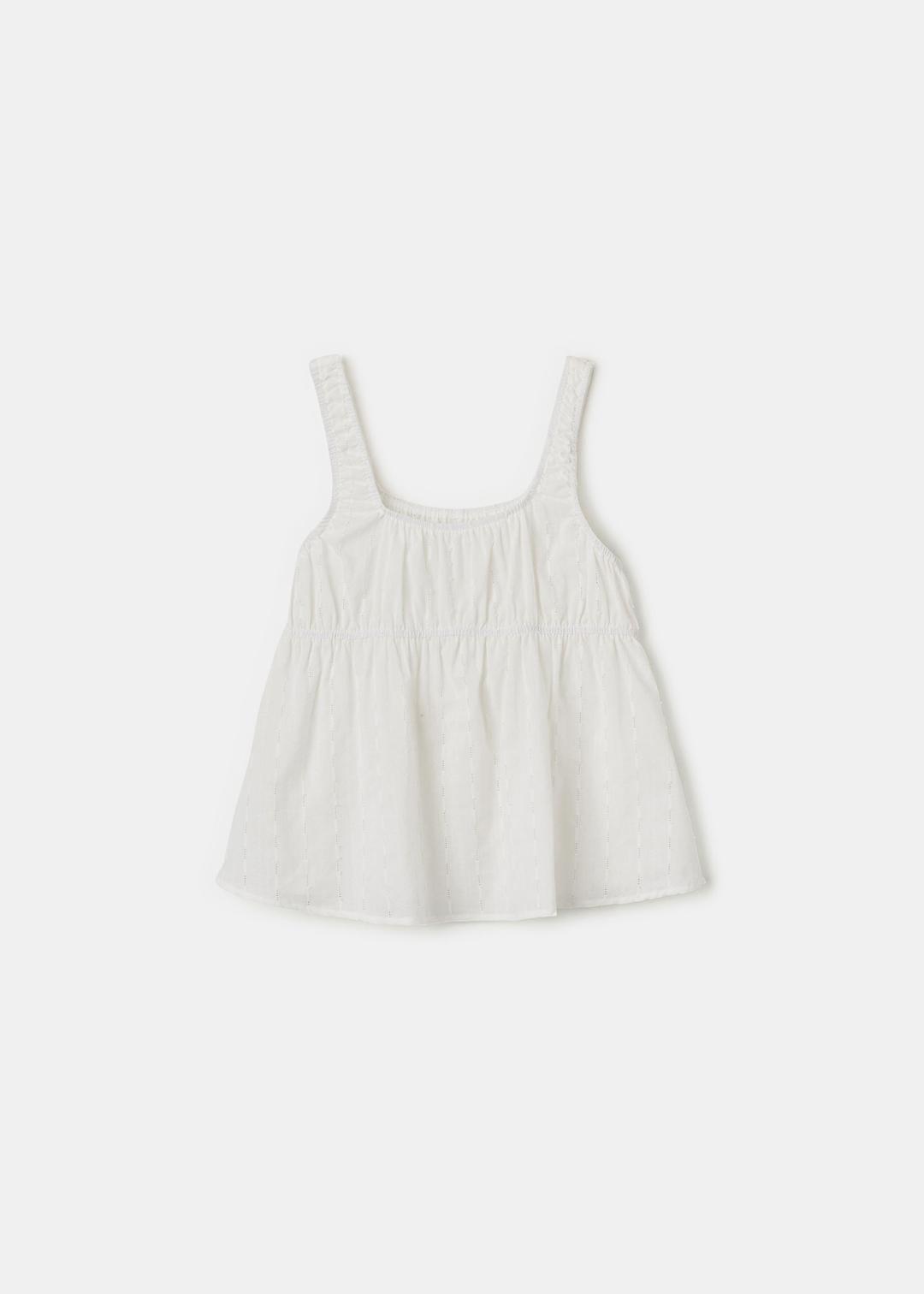 Shirring Sleeveless Blouse(White)