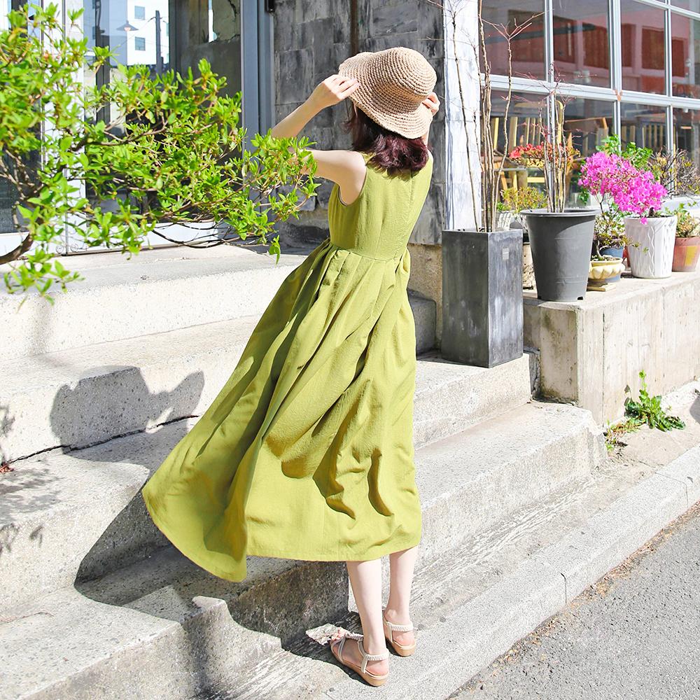 리슬 생활한복 동화원피스 그린애플 바캉스룩 청순한 여름원피스