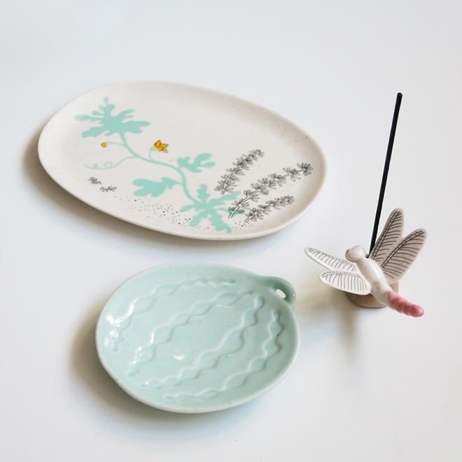 민화 접시 세트(초충도)