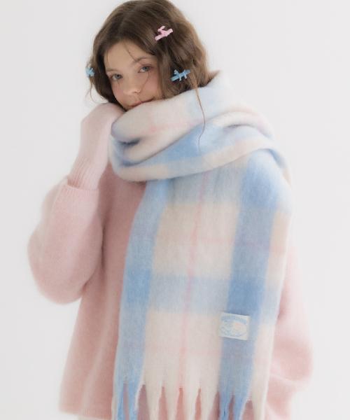 FAIRY COTTON CHECK MUFFLER [GARDEN BLUE] - FAIRY 코튼 체크 머플러 (M003GB)