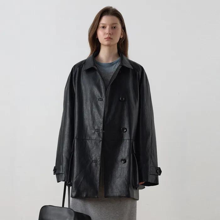 대디 빅포켓 레더 카코트_Deep Black