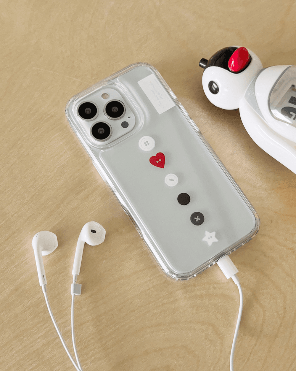 Classic button clear case