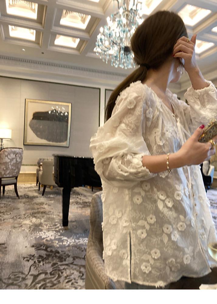 컬러추가 소프 데일리모던 플라워자수오버루즈핏 블라우스 셔츠 롱원피스