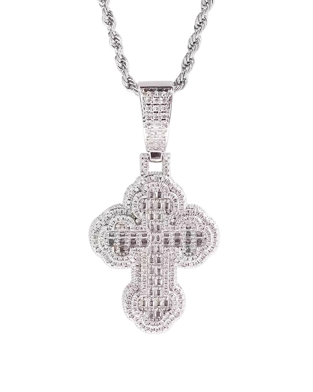 Surgical steel big cross cubic necklace