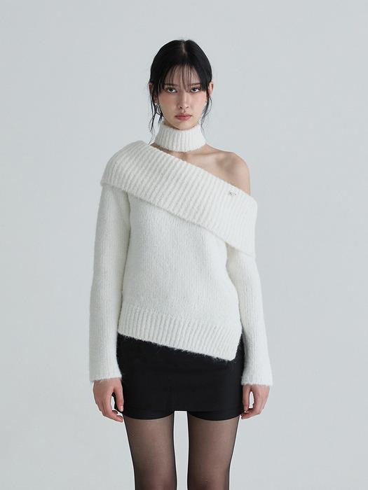 Muffler symbol knit set (White)