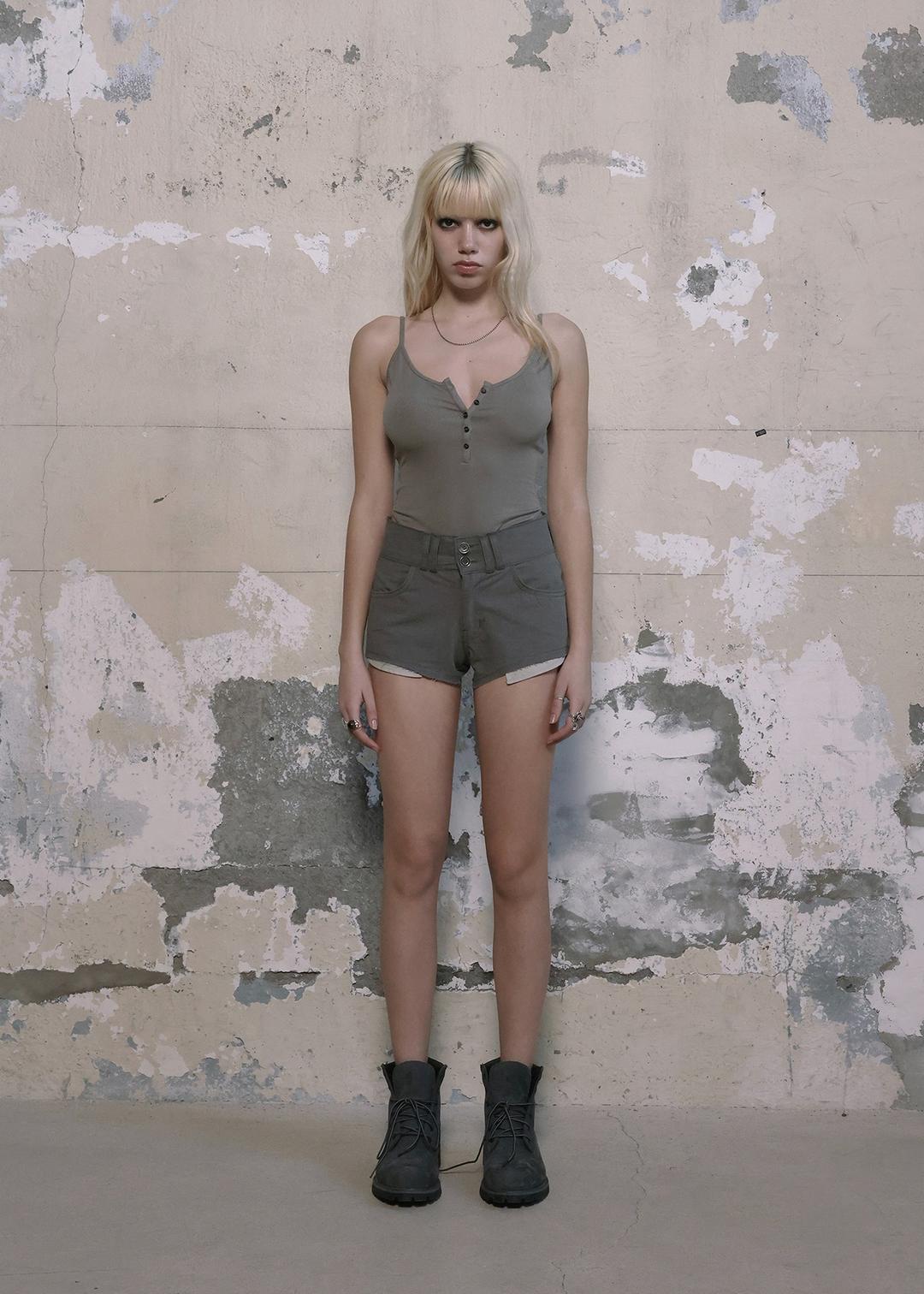 PIGMENT WASHED SHORTS, KHAKI GRAY