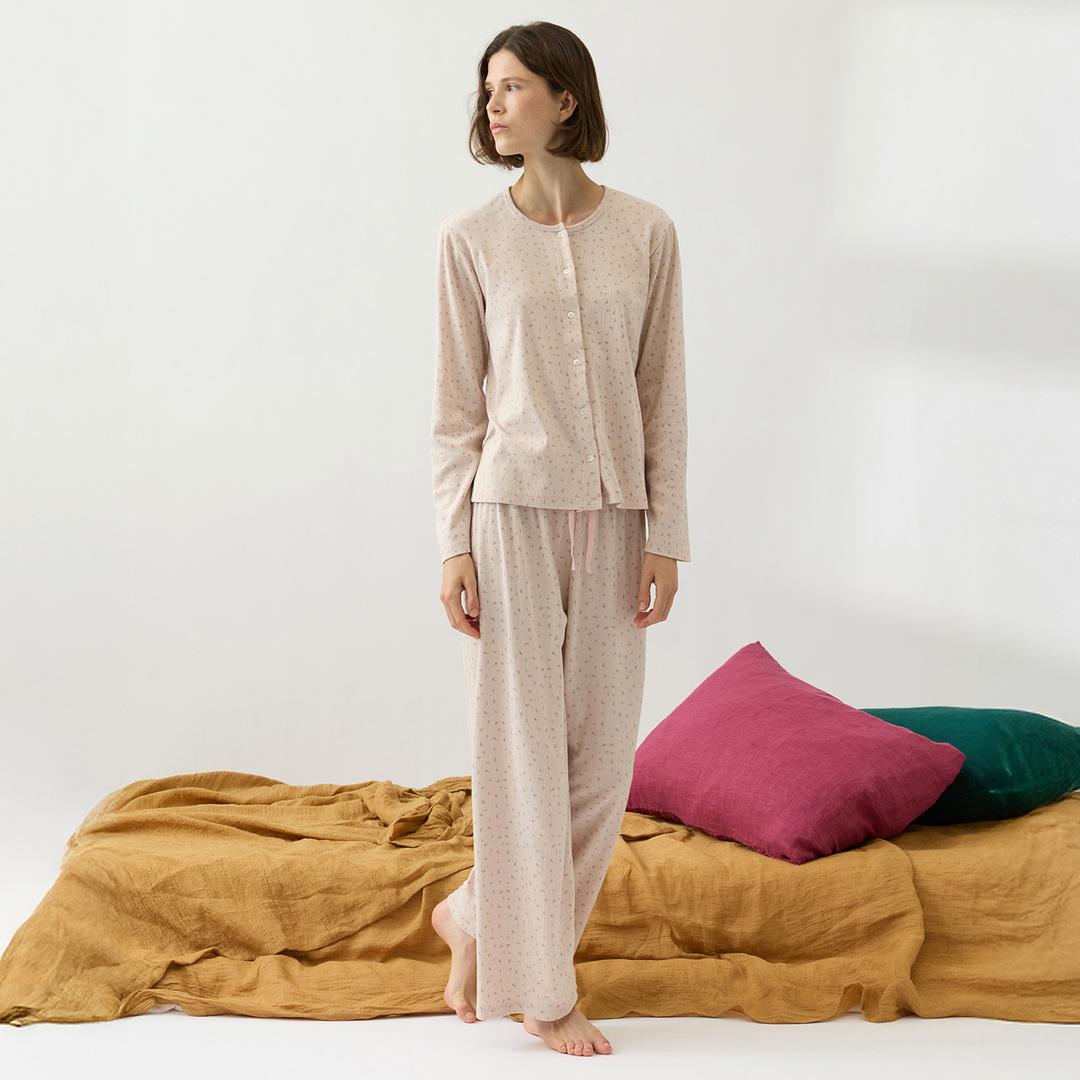 코즈넉 애피느 여성 잠옷 세트 홈웨어 골지 파자마 긴팔 긴바지