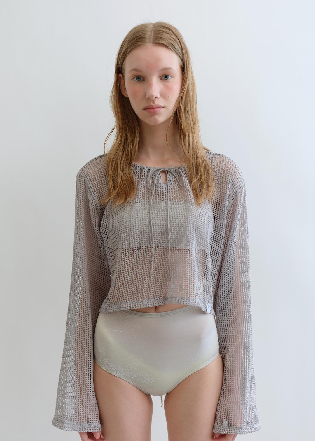 Solid Crochet Bolero_Grey