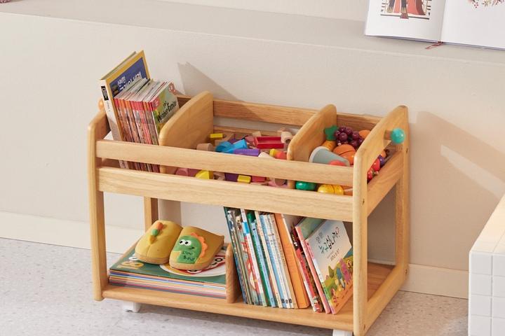 부오노3 북웨건 원목 이동식 아기 책장