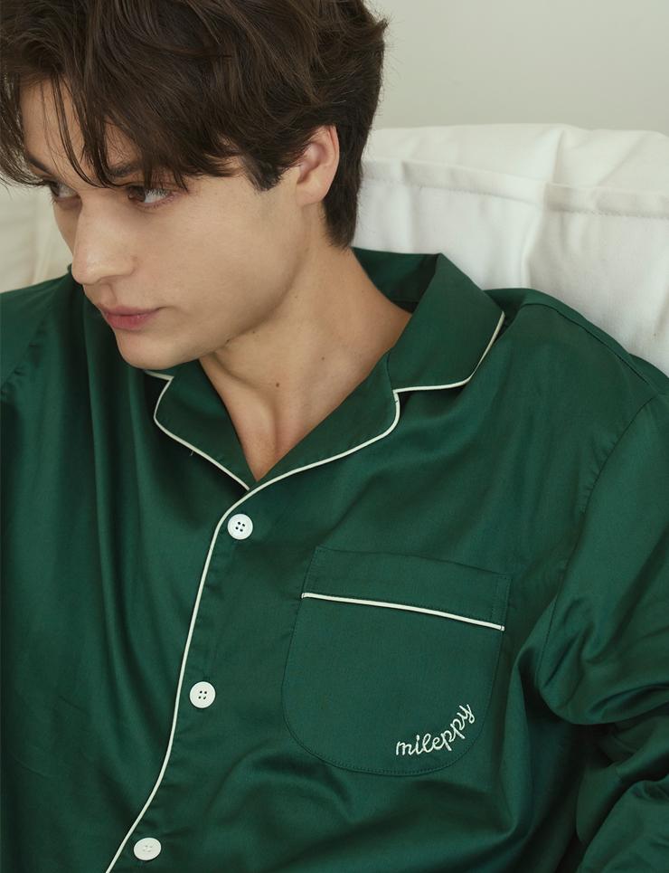 Men mileppy basic pocket pajama(deep green)