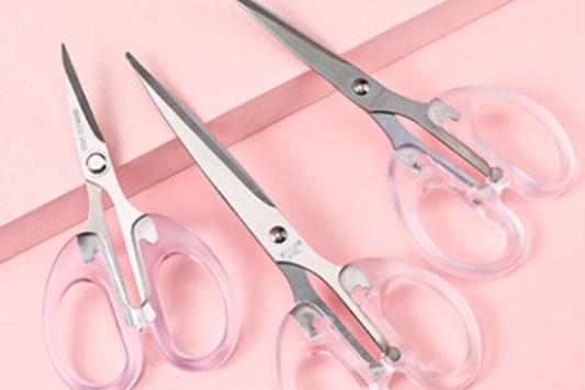 심플 투명 아크릴 손잡이 가위 사무용가위