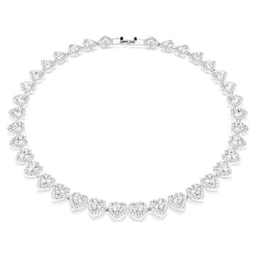 Ariana Grande x Swarovski Tennis 네크리스, 믹스 컷, 하트, 화이트, 로듐 플래팅
