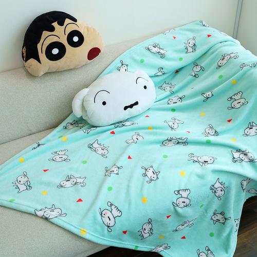 짱구는 못말려 세모네모담요 그린 빅사이즈 160x130 이불 집순이 극세사 블랭킷 차량용 사무실 캠핑 차박 무릎담요