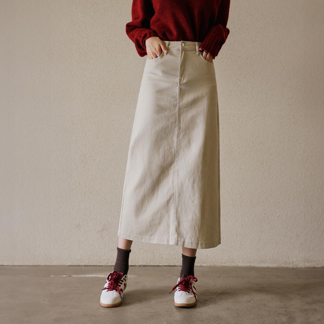 2TYPE 피치스판 롱스커트