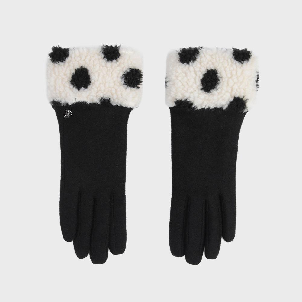 POLKA DOT WOOL GLOVES (BLACK)