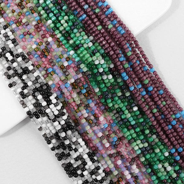 [4026-02]캣츠아이 라운드 2mm 컬러믹스 ,1줄(약180개)