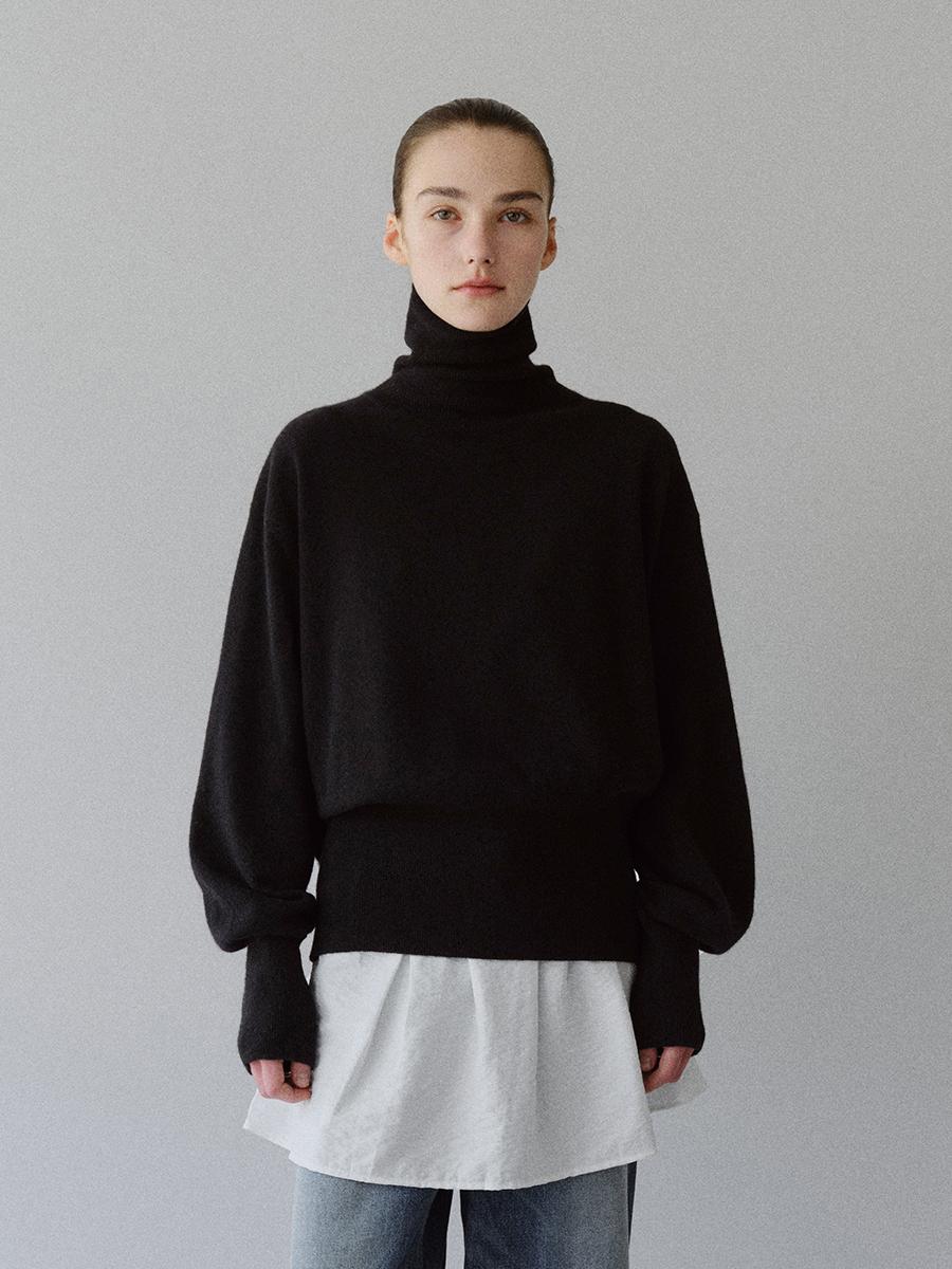 TFW MERINO WOOL TIE TURTLENECK KNIT TOP_BLACK