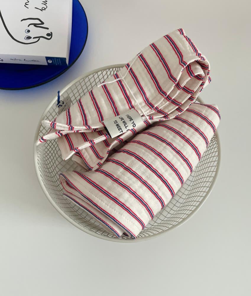 컬러 스트라이프 키친크로스 면 거즈행주  테이블매트