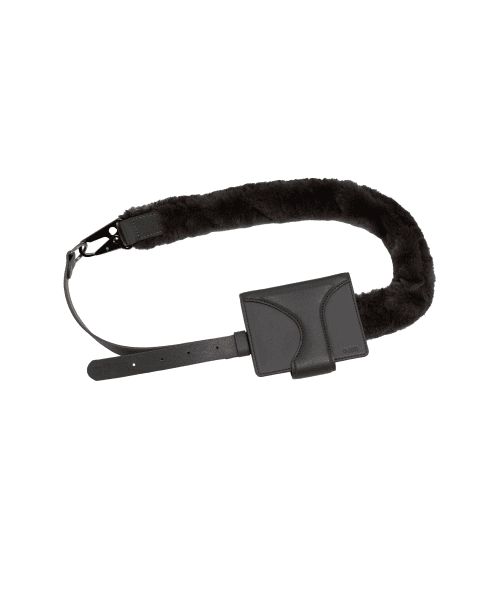 Leather Wallet Fur Belt / Charcoal
