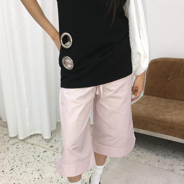 TULIP STRIPE CAPRI PANTS (PINK)