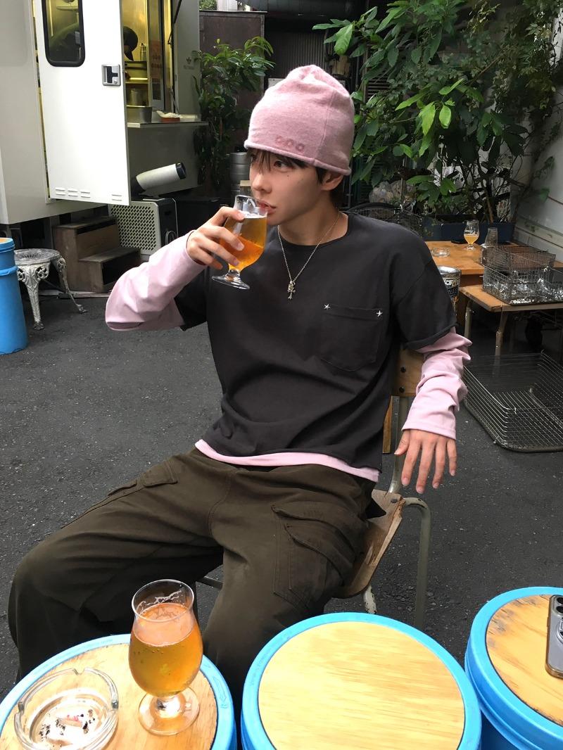 Ho I Bo Made 스타 리벳 레이어드 크롭 긴팔 티 (3color)