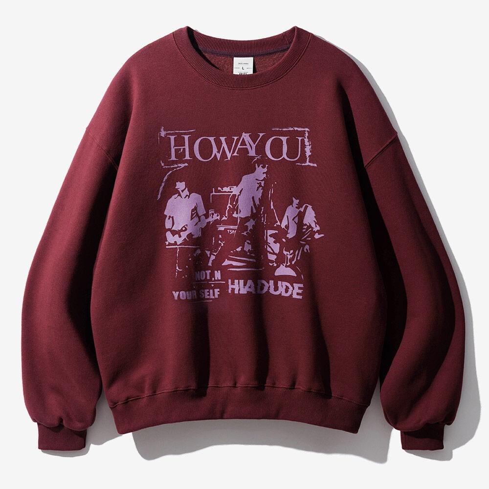 하와유 락스타 맨투맨 와인 JDMT1435