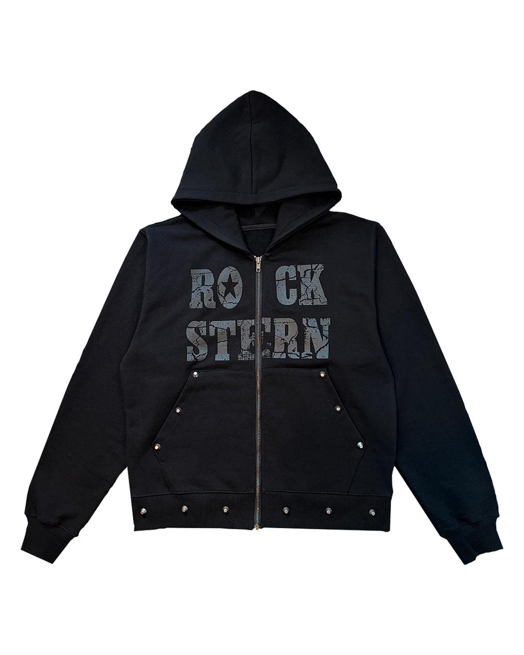 ROCKSTERN STUD ZIP-UP HOODIE  (black)