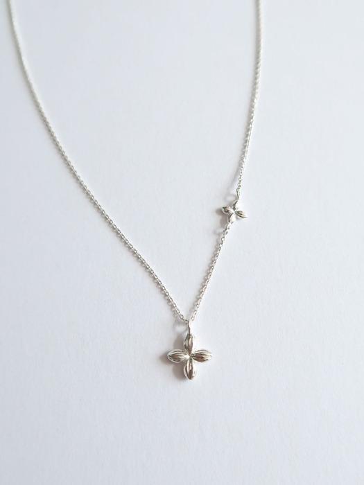 Unbalance cross flower necklace [silver/gold]