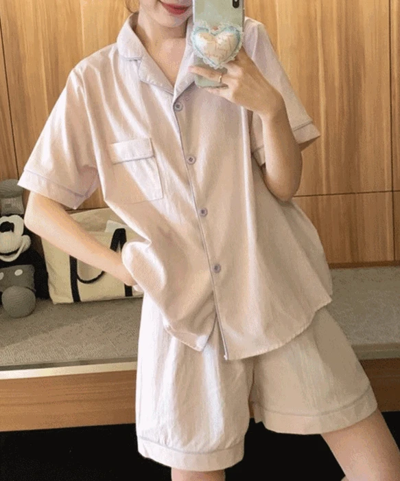 라리리 라펠라인 잠옷 상하세트 (3640)