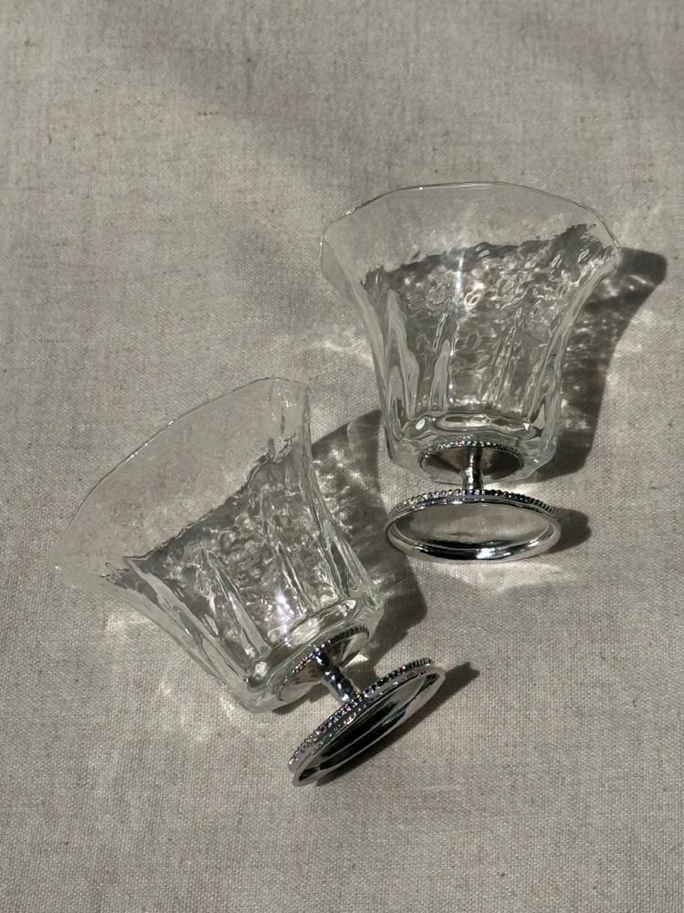 twist silver stand glass/실버스탠드 손잡이 유리 소주잔 찻잔 사케잔 와인잔 고블렛잔