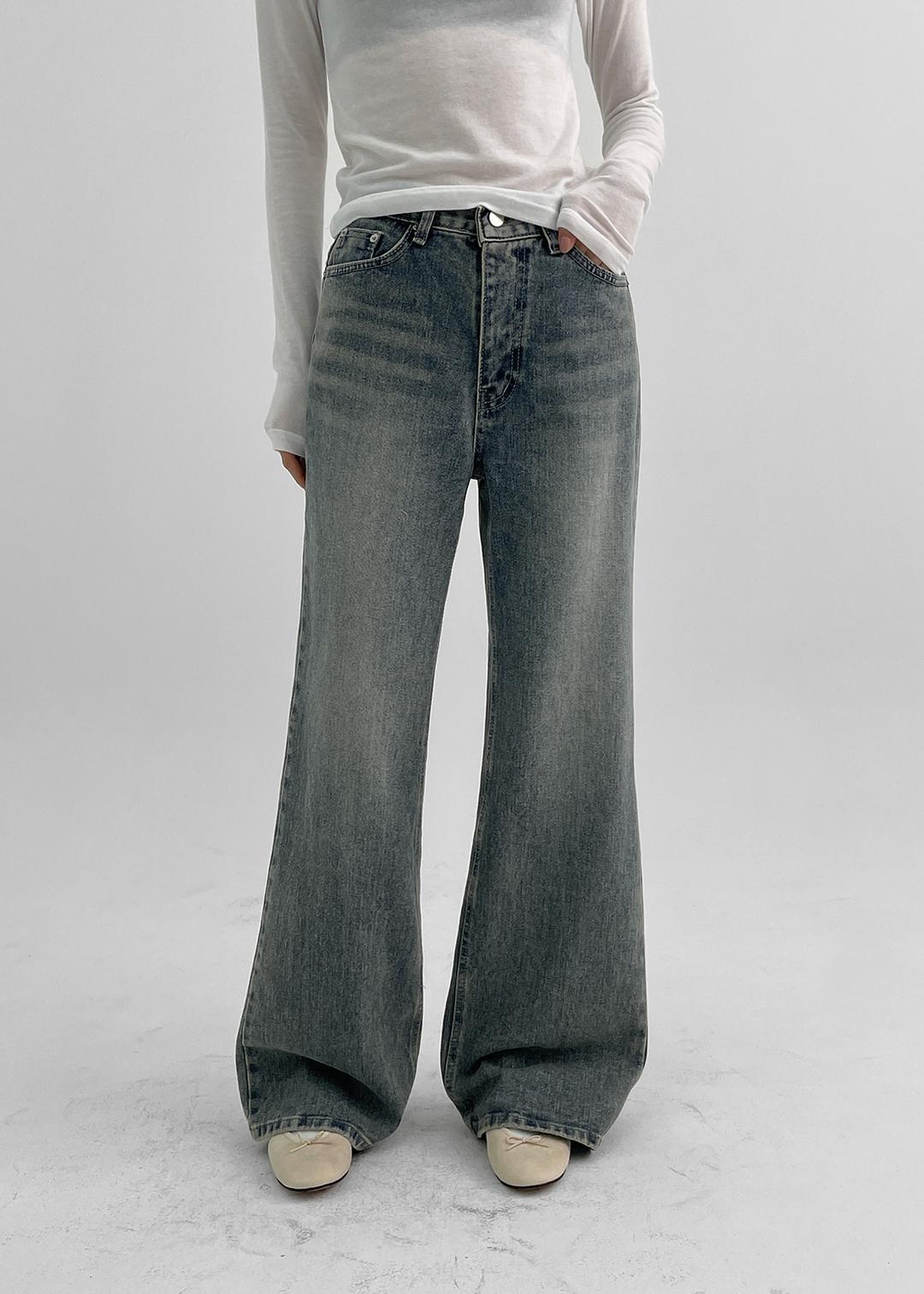 블랙업 [2만장판매] 샤타링 와이드 부츠컷 데님팬츠