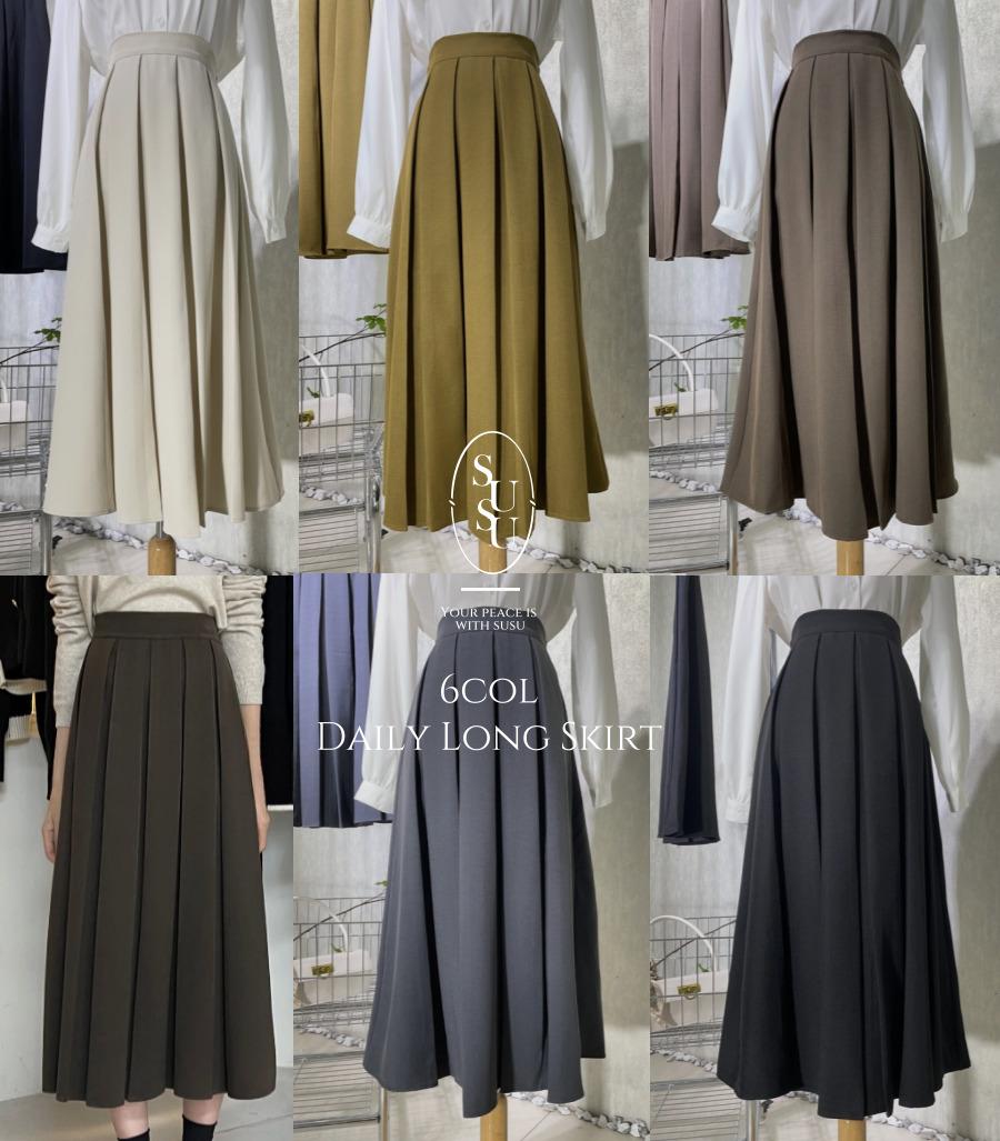 수수 💖시즌특가💖 플리츠 롱스커트 A라인 치마 6col 롱치마 하객룩 가을옷 졸업식 플리츠스커트 캉캉치마