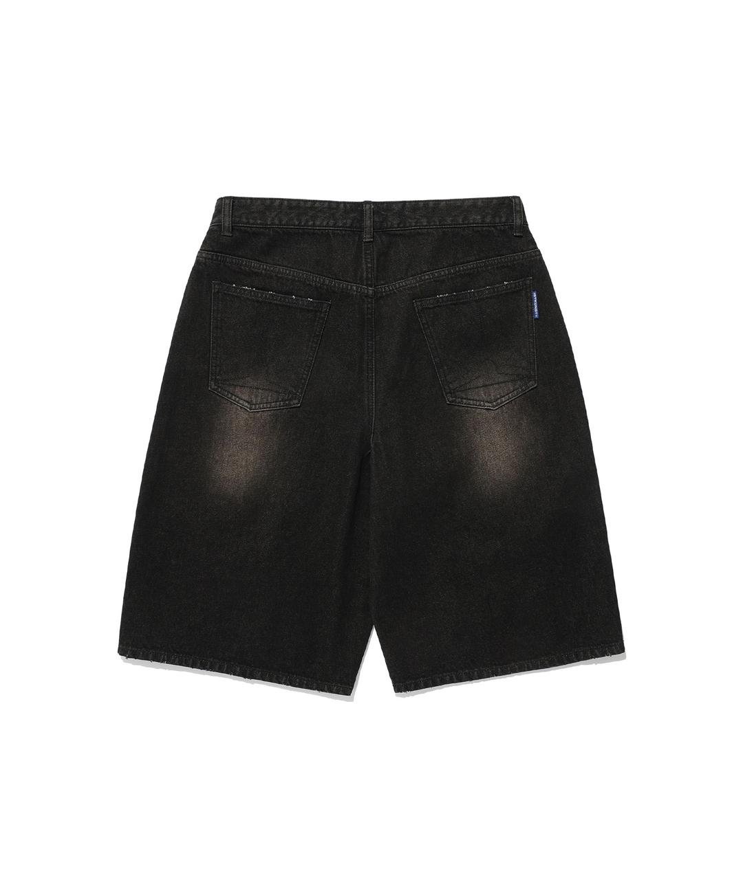DESTROYED DENIM MIDI-OVER PANTS[BLACK]