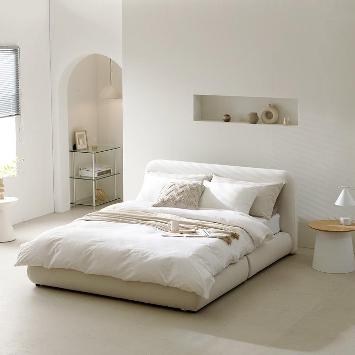 빈 아쿠아텍스 패브릭 평상형 호텔 침대 프레임 슈퍼싱글 퀸 킹