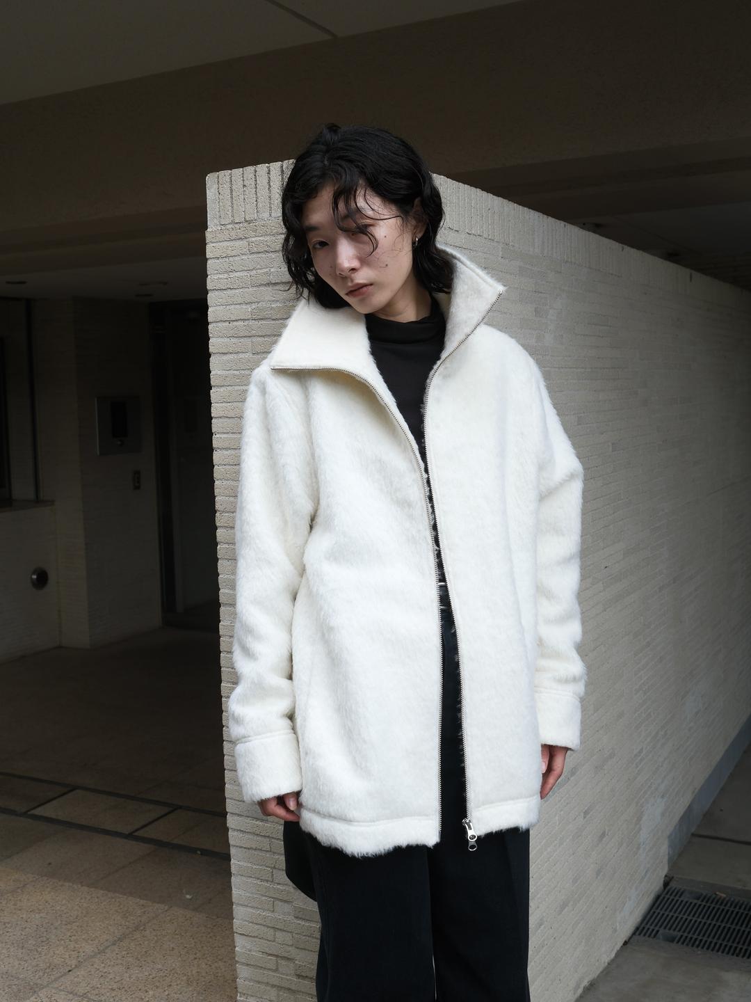 mohair fur zip-up jacket (ivory)_japanese fabric