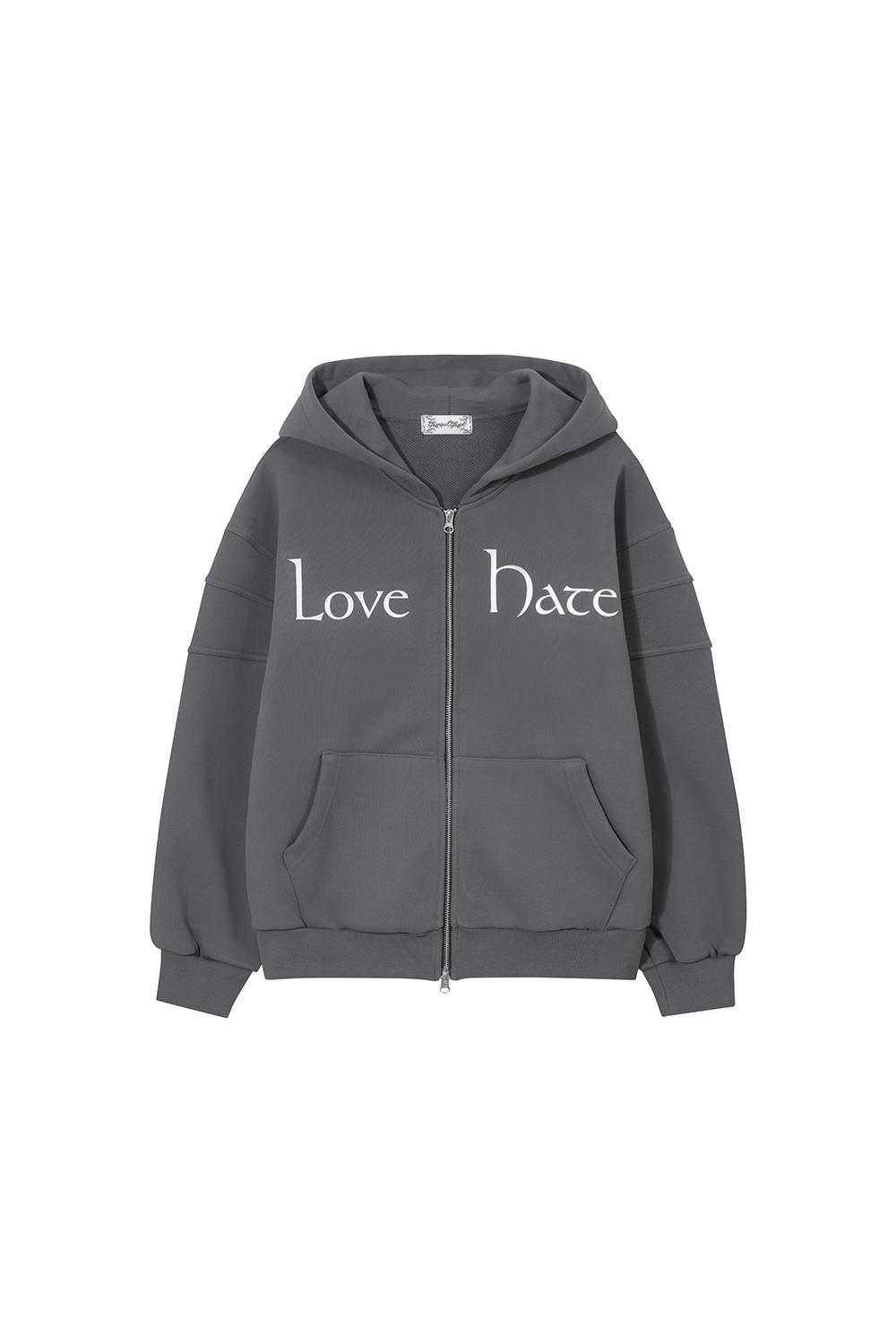 Boxy zip-up hoodie (Charcoal)