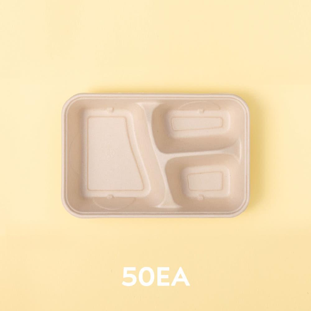 친환경 사각호환S 3칸 950ml 펄프 용기 50개 도시락