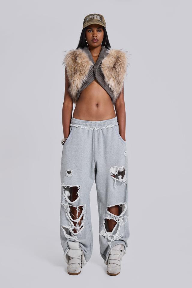 Distressed Grey Marl Loopback Monster Joggers - XXS / Grey