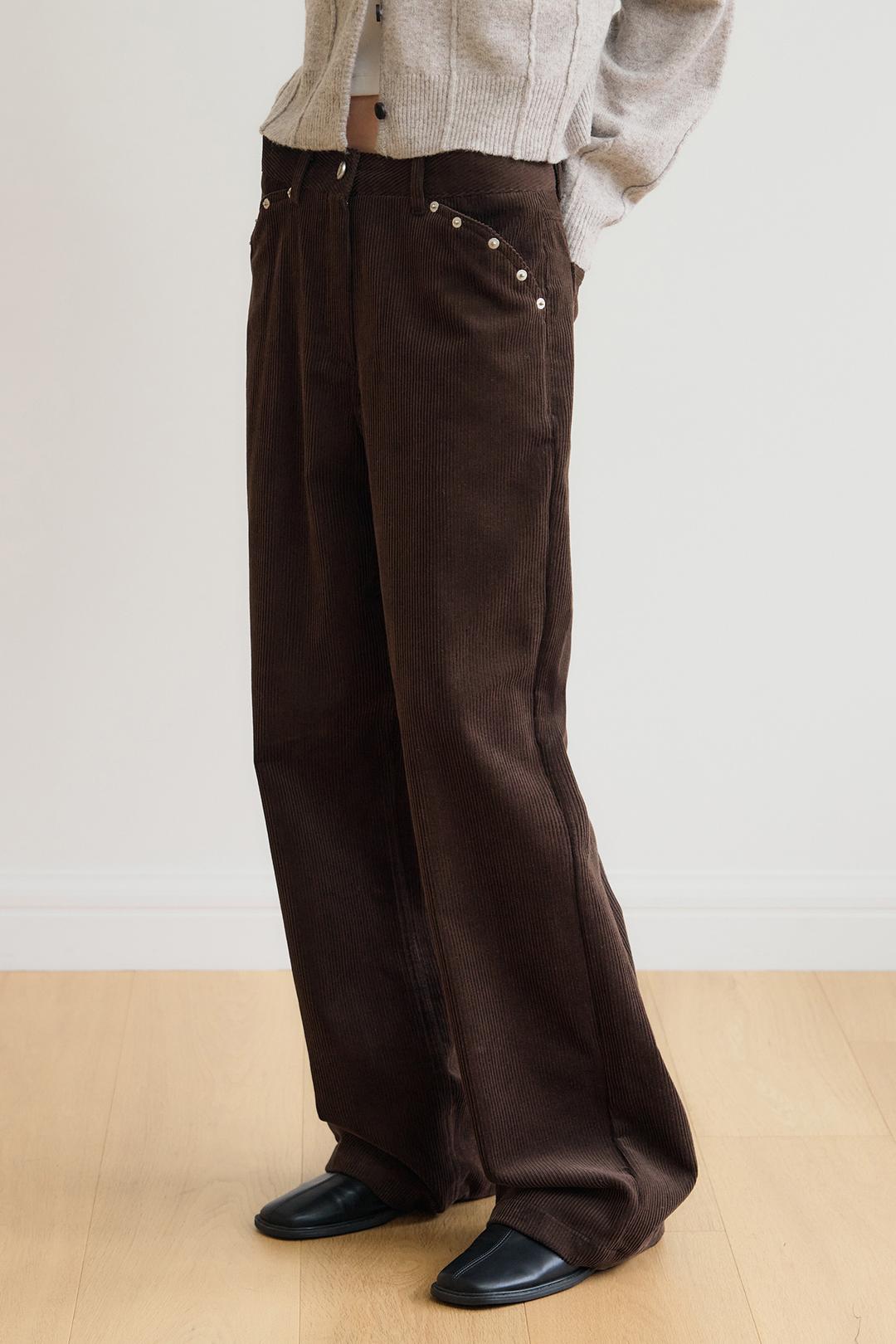 BRIDGE SEMI WIDE CODUROY PANTS / BROWN