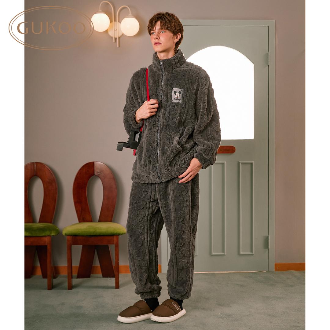 Gukoo 구쿠 디즈니 미키마우스 캐릭터 빅사이즈 남성 겨울 극세사 실내복세트
