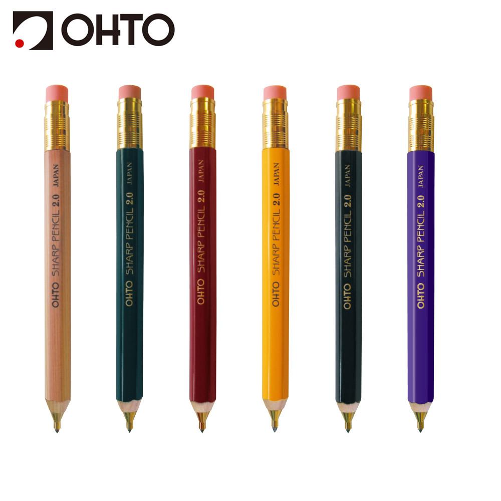 OHTO 오토 목재 홀더 샤프 2.0mm APS-680E 연필모양 우드샤프 레트로