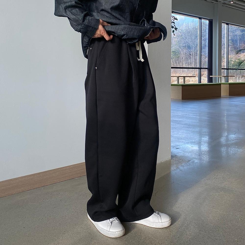 Tc 원턱 벌룬 밴딩 트레이닝팬츠 2color - 그룸 남자 여자 블랙 검정