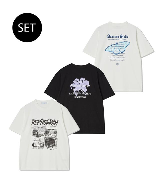 [SET]어썸 그래픽 반팔 티셔츠 3종 세트